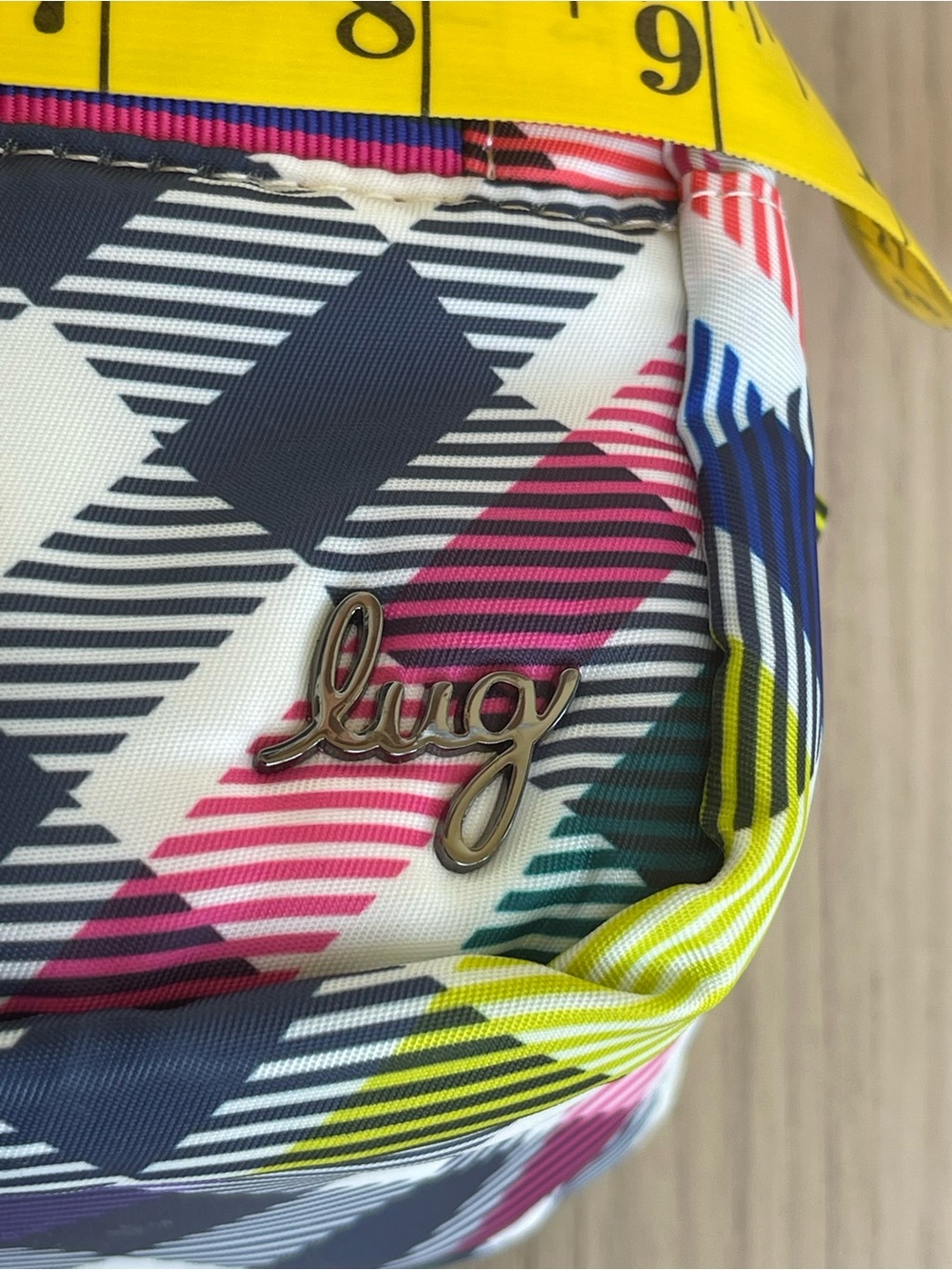 lug Multicolor Plaid Crossbody Bag - Navy, Pink, Lime, Teal - Picture 11 of 13